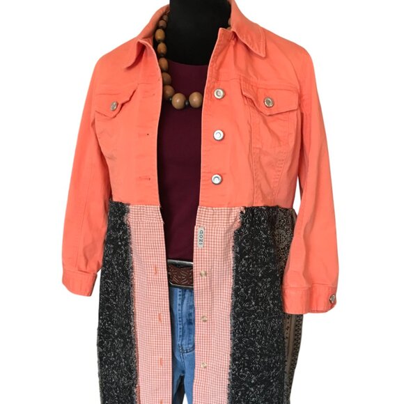 Boho Patchwork Duster, Size S-M: Upcycled Hippie Dress, Rag Quilt Seams - Picture 8 of 10